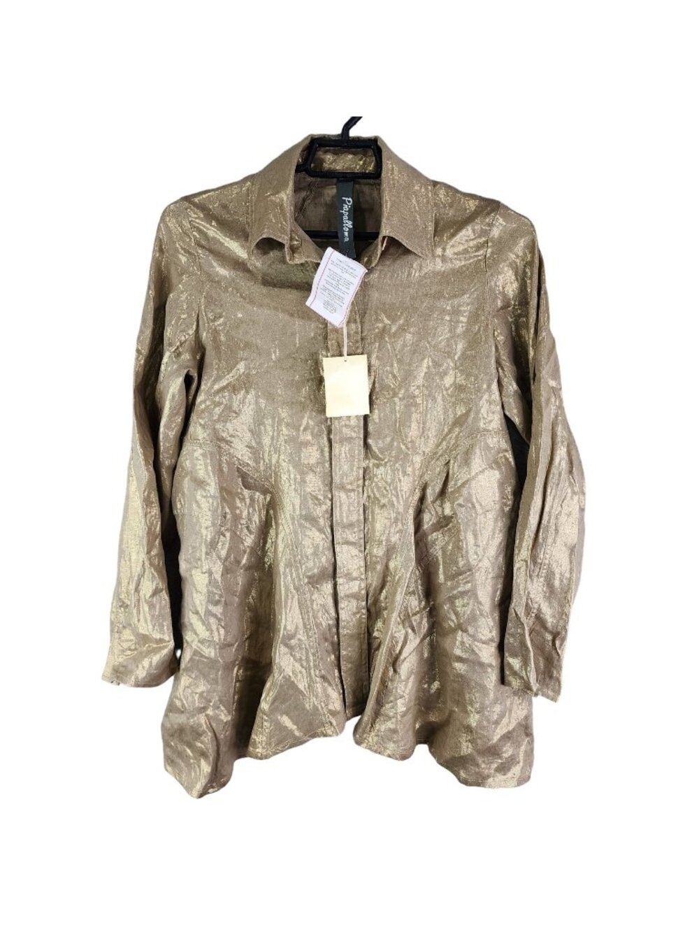 Womens Piapalloma Gold 100% Linen Button Up Shirt Blouse Long Sleeve Size M